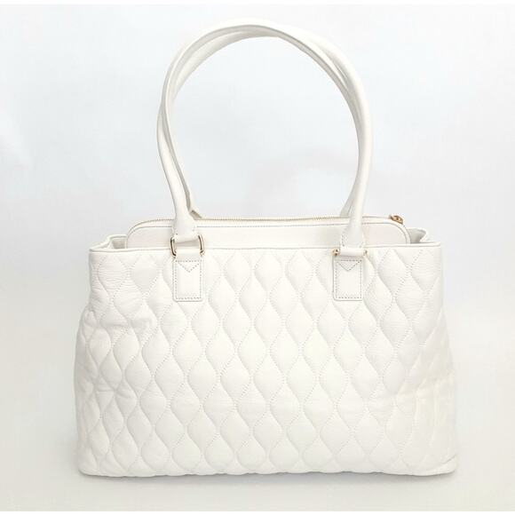 Vera Bradley Emma Satchel Quilted Leather Shoulder Bag White Pebble Leather NWOT - Picture 3 of 15